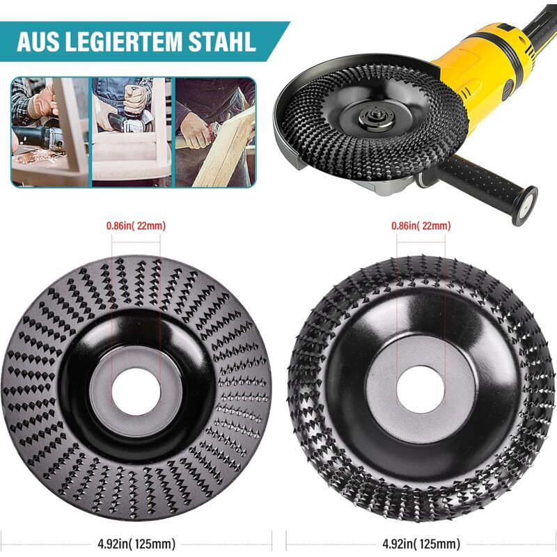 2 Pieces Wood Discs For Angle Grinder Ø 125 Mm X 22.2 Mm, Fast Cutting Wood Grinder And Sanding Discs For Angle