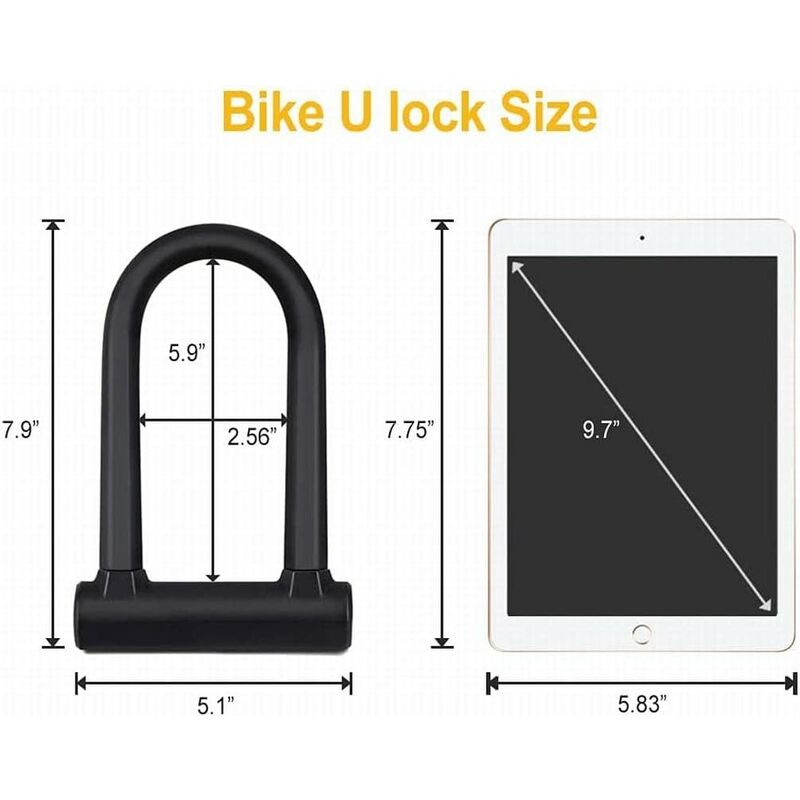 Bicycle U-Lock + Steel Cable Lock With Bracket 2 In 1 Flexible U-Lock Steel Cable
