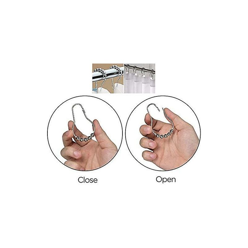 Stainless Steel Shower Rings, 12 Pieces Shower Curtain Hooks Small S Hooks For Bathroom Shower ROd (Silver)