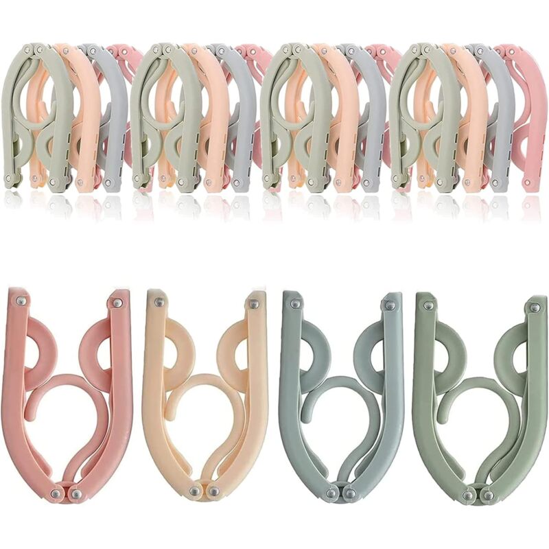 12 Pack Portable Foldable Plastic Travel Hangers Space Saving With Non-Slip Multi-Functional Travel Accessories For