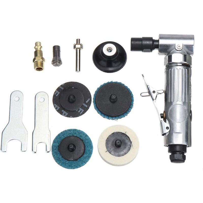 Air Die Grinder, 90° Bend Angle Grinder - 1/4" Air Inlet - With 2" Sanding Disc - Pneumatic Sander With Adjustable