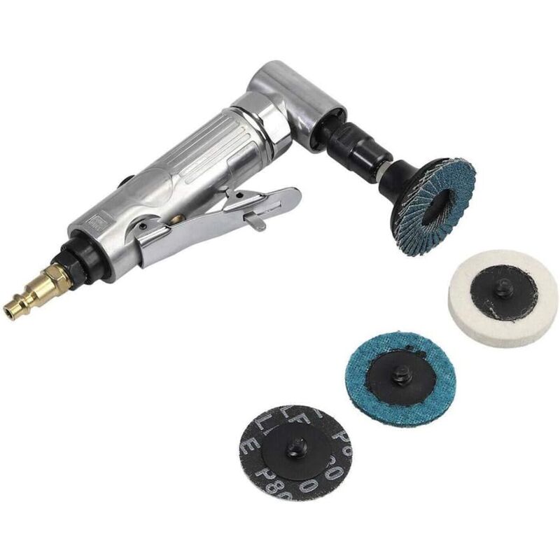 Air Die Grinder, 90° Bend Angle Grinder - 1/4" Air Inlet - With 2" Sanding Disc - Pneumatic Sander With Adjustable