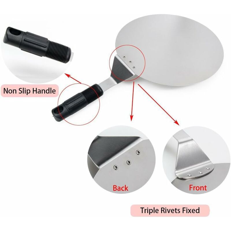 ROund Stainless Steel Pizza Peel With Non-Slip Handle Ideal For Cakes, Pizzas, Pies