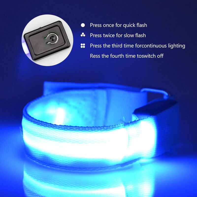 LED Reflective Arm Band Safety Bracelet Luminous Wristbands Waterproof Light Band Night Safety Reflective Strap For