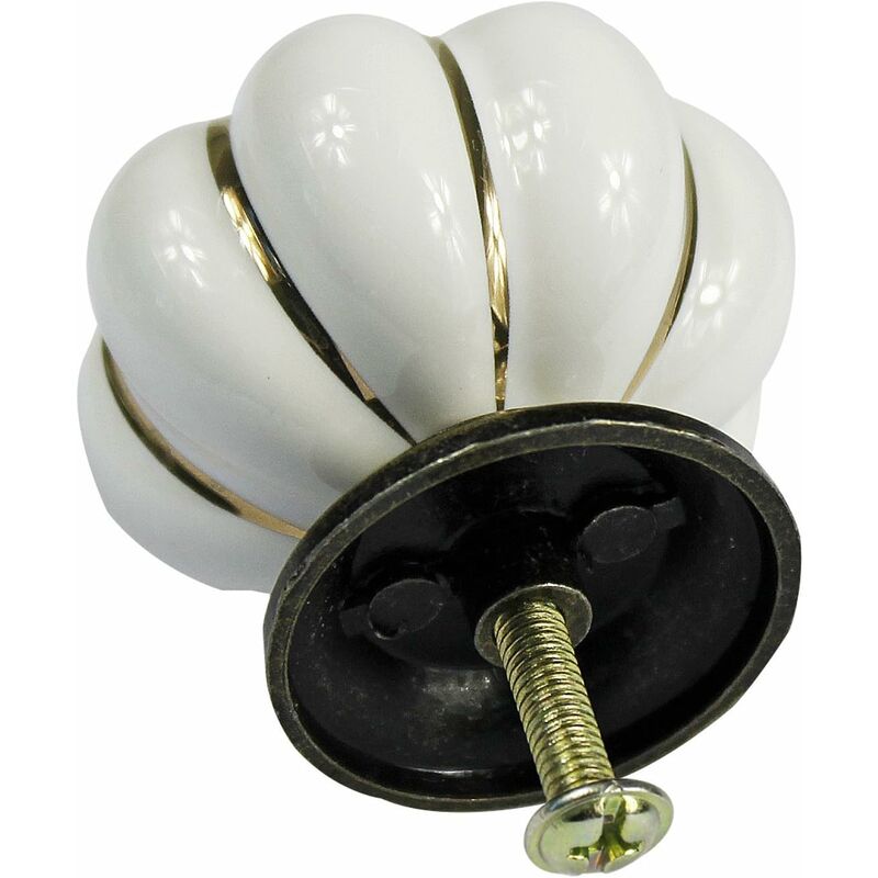10 pcs Vintage European Style Ceramic Pumpkin Cabinet Knobs Dresser Cupboard Drawer Pull Handles White