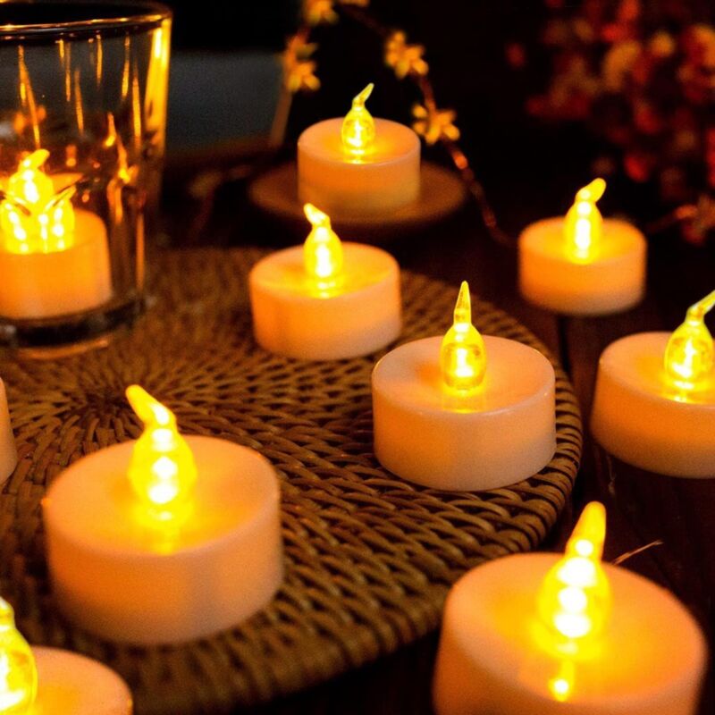 24 LED Flameless Tea Light Candles - Realistic & Bright, Battery Operated - Long Lasting For Wedding, Holiday, Party