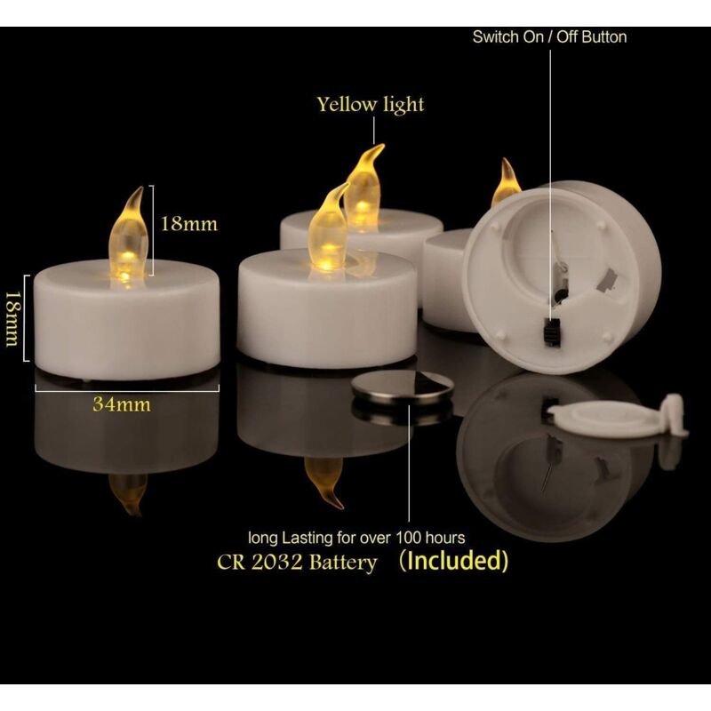 24 LED Flameless Tea Light Candles - Realistic & Bright, Battery Operated - Long Lasting For Wedding, Holiday, Party