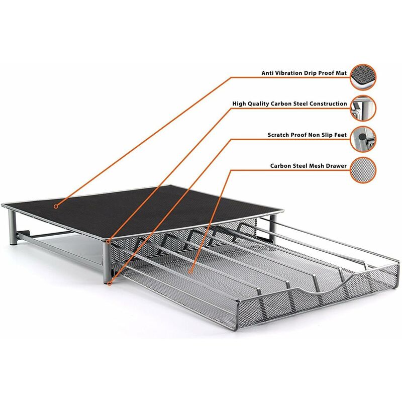 Coffee Capsule Holder - Stand For 36 Stackable Capsules - Mesh Drawer Shelf