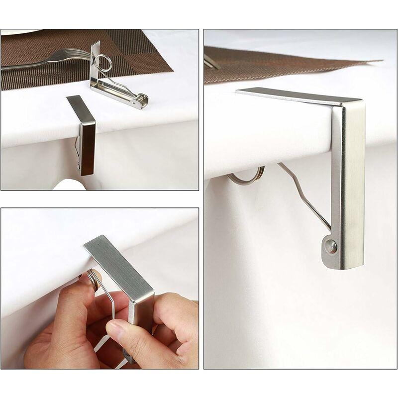 4 pcs Tablecloth Clips Set Stainless Steel Tablecloth Clips Anti-Slip Spring Loaded Tablecloth Holder