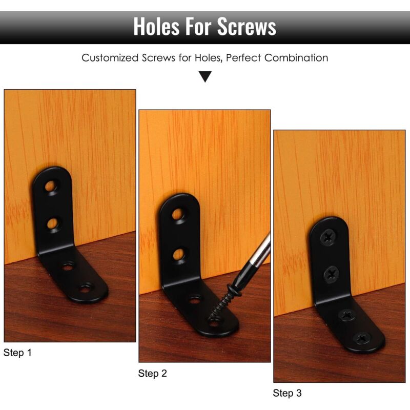 Black Right Angle Bracket L Shaped Metal Corner Braces With Screws For Wood Furniture Cupboard Support 20 pcs 40 18Mm