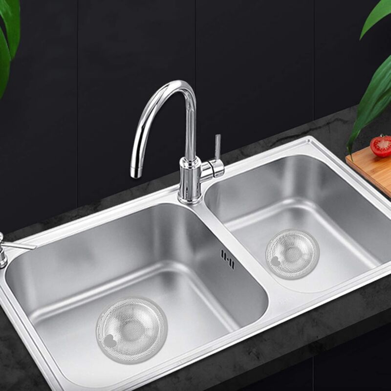 2 pcs Heart Shape Kitchen Sink Filter, Stainless Steel Sink Filter, Sink Grid, Kitchen Sink Stopper, Drain Stopper