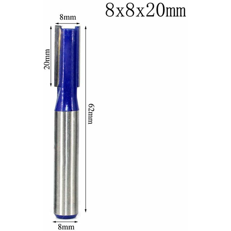 8 pcs 8Mm Shank Double Flute Straight ROuter Bit Set For Woodworking Tools 5Mm, 6Mm, 8Mm, 10Mm, 12Mm, 14Mm, 18Mm, 20Mm