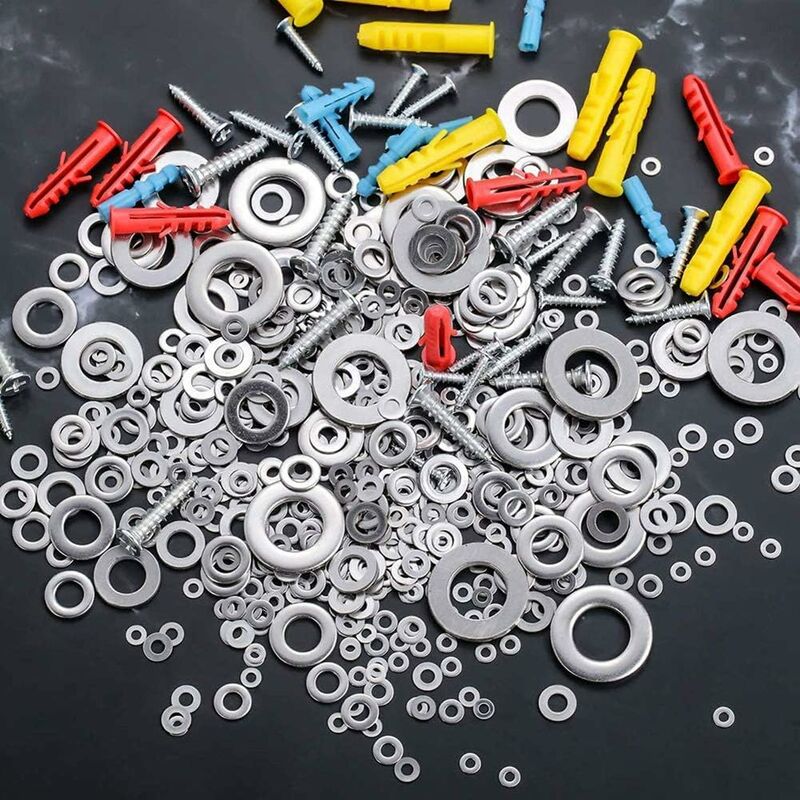 360 pcs Stainless Steel Flat Washers Assortment Kit, M2.5 M3 M4 M5 M6 M8 M10 M12 Metal Washers For Screw Sealing Gasket