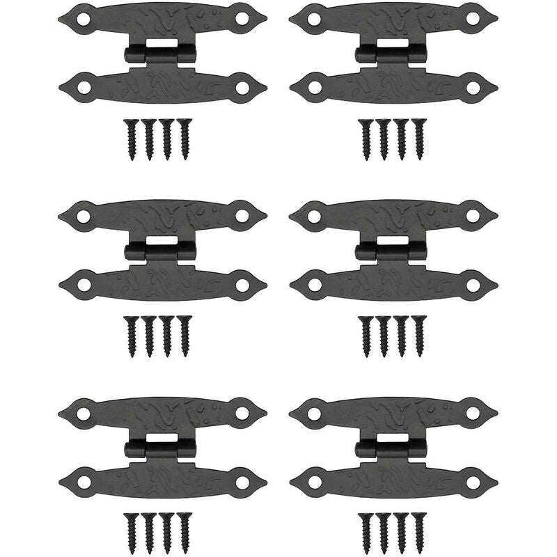 6 pcs Antique Metal Hinges For Cabinets, Cupboard Doors, Chests, Crates Retro Country House Style 65 X 34Mm