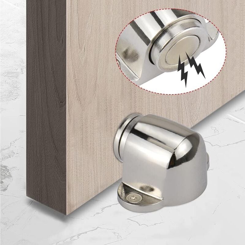 2 Pack Stainless Steel Magnetic Door Stopper Catch Door Stoppers With Screw Mounted, No Force Or Hitting Walls