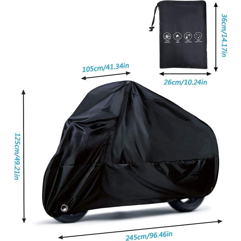 Motorcycle Cover, 190T Waterproof Motorcycle Covers With Lock Holes, Uv Protection Dust Covers For Indoor And Outdoor