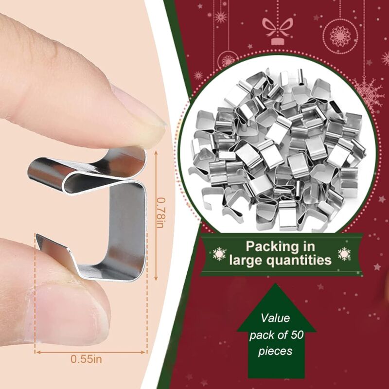 100 pcs Christmas Light Hook,Cable Clips,Outdoor ROof Gutter Hooks,Christmas Lights Gutter Hooks Galvanized Holiday