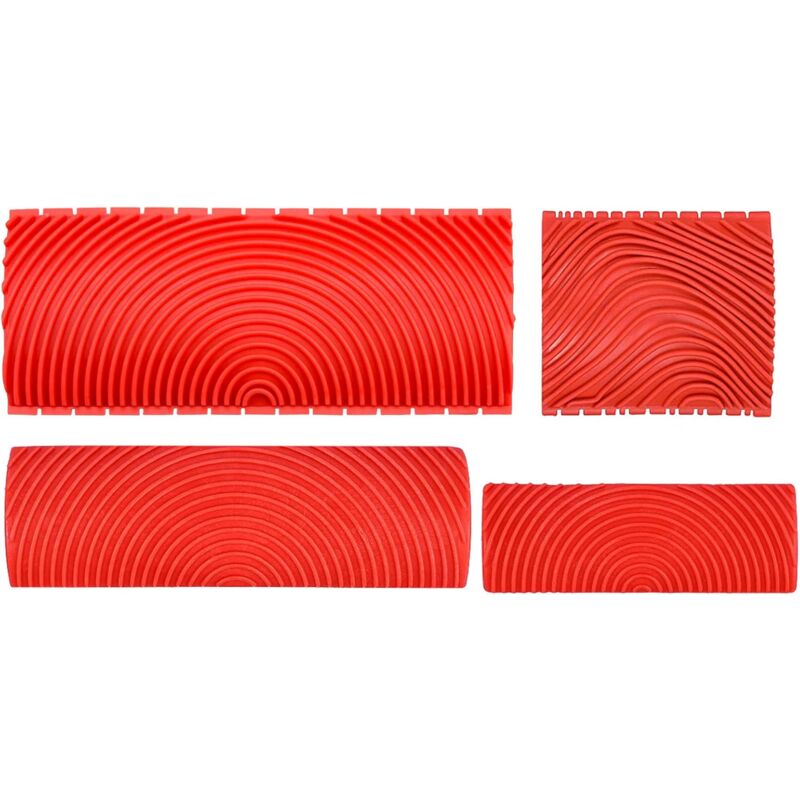 4 Pieces Wood Graining Tool, Wood Effect Grain For Decoration - Red,Rubber Wood Graining Tool Wood Effect Grain For