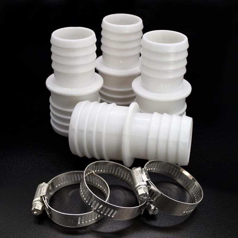 4 X Hose Connectors, Swimming Pool Hose Adapter Set With 8 Hose Adapter Clamps (32Mm To 38Mm Diameter)