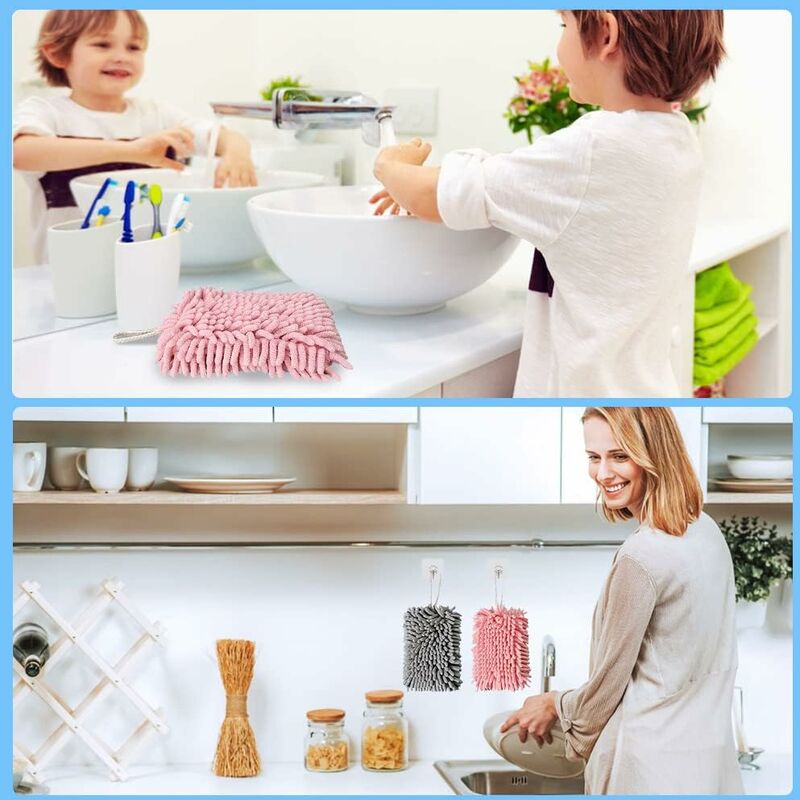 Hanging Hand Towel, Soft And Plush Microfiber Towel, Super Absorbent Quick Drying Towels With Hanging Loop For Kitchen