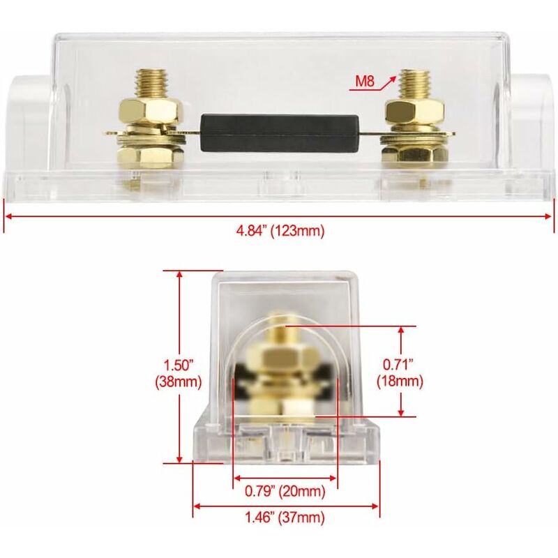 Car Fuse Holder - Audio, Video, Stereo Anl - Gauge 0 2 4 - Input And Output With 250A Anl Fuse