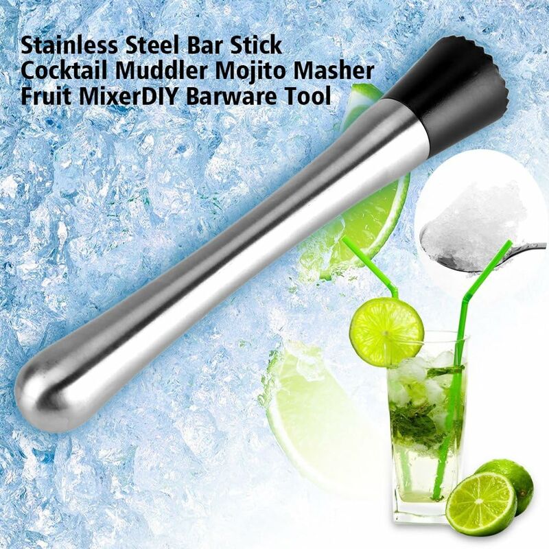 Pc Cocktail Muddler Stainless Steel Bar Stick Mojito Muddler Fruit Mixer Ideal Bartender Tool Barware