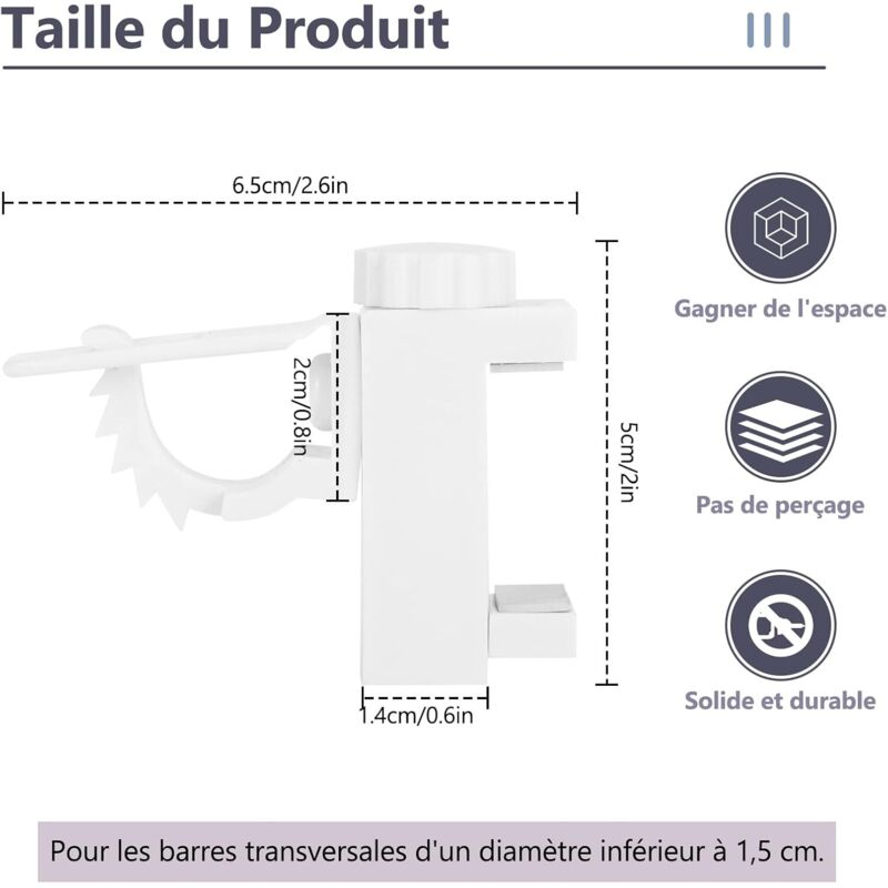 4 pcs Curtain Holder Clip Bracket, Adjustable Crossbar Curtain ROd Towel Storage Hook