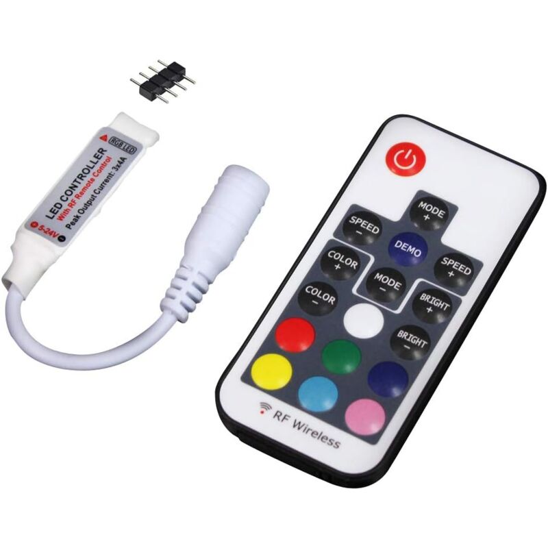 Ultrabright 17 Keys Rf Remote Control Wireless Remote Controller, 5V/12V/24V 12A Mini Controller For Rgb LED Strip