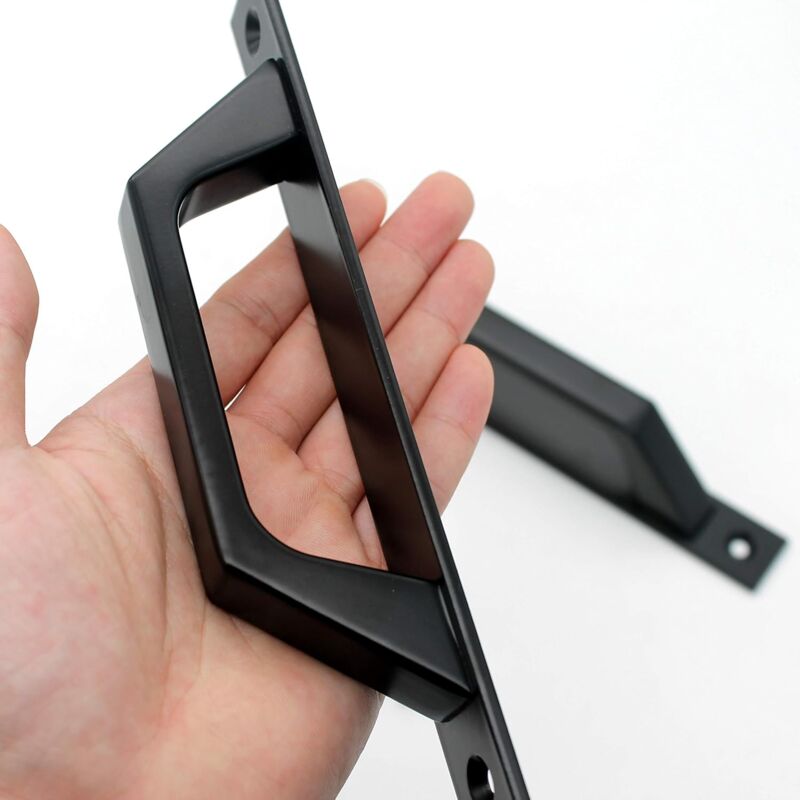 19.6Cm Wooden Handle Barn Door Pull Sliding Door Handle Carbon Steel (D Black)
