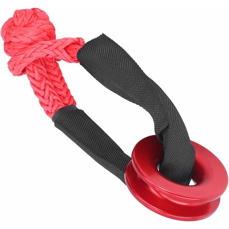 Recovery Ring Set, Safe Synthetic Soft Shackle ROpe High Strength Anti-Rust For Atv For Truck For Car(Red)