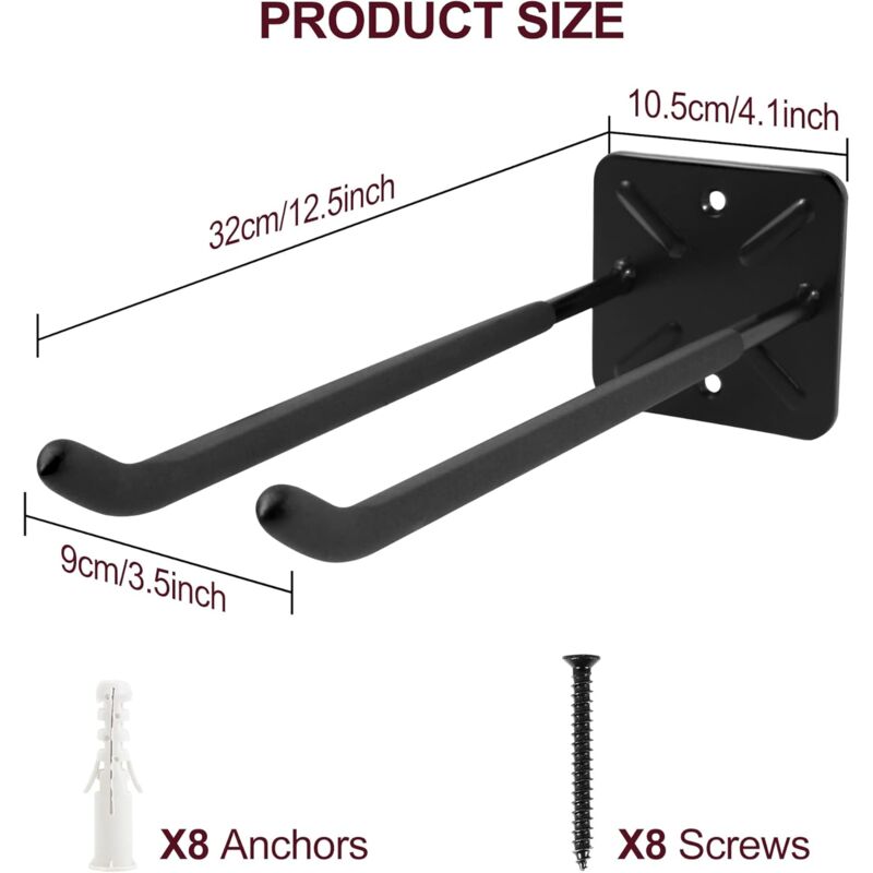 Garage Hooks, Wall Mounted Coat Rack, Shed Organizer, Heavy Duty Tool Organizer, Garage Storage Utility Hooks For (2