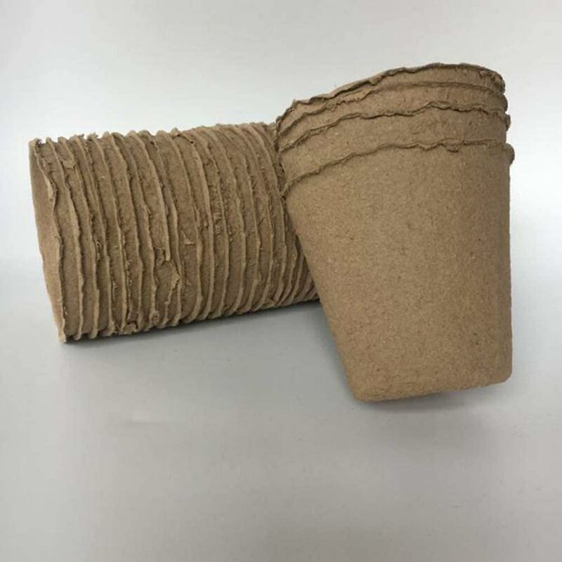 50 Pack ROund Fiber Pot 6X6Cm Seedling Pot Starter Pots Kits Gardening Pot For Seeds Plants