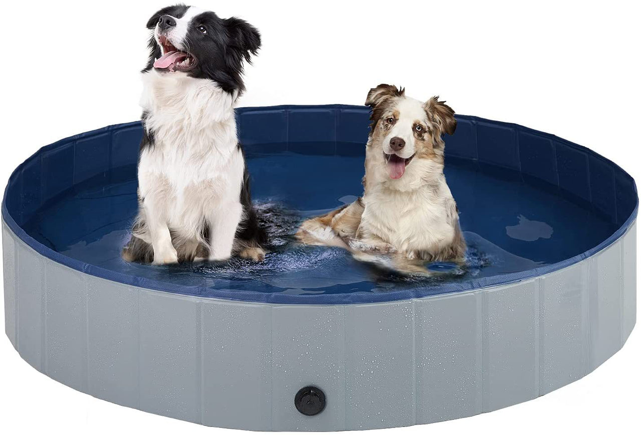 Foldable Dog Pet Pool Bathtub, Gray, M