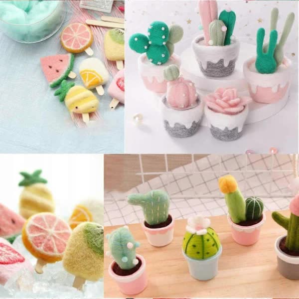 Needle Felting Set with 24 Colors Wool Carded Fleece Felting Complete Needle Felting(Keep away from children)