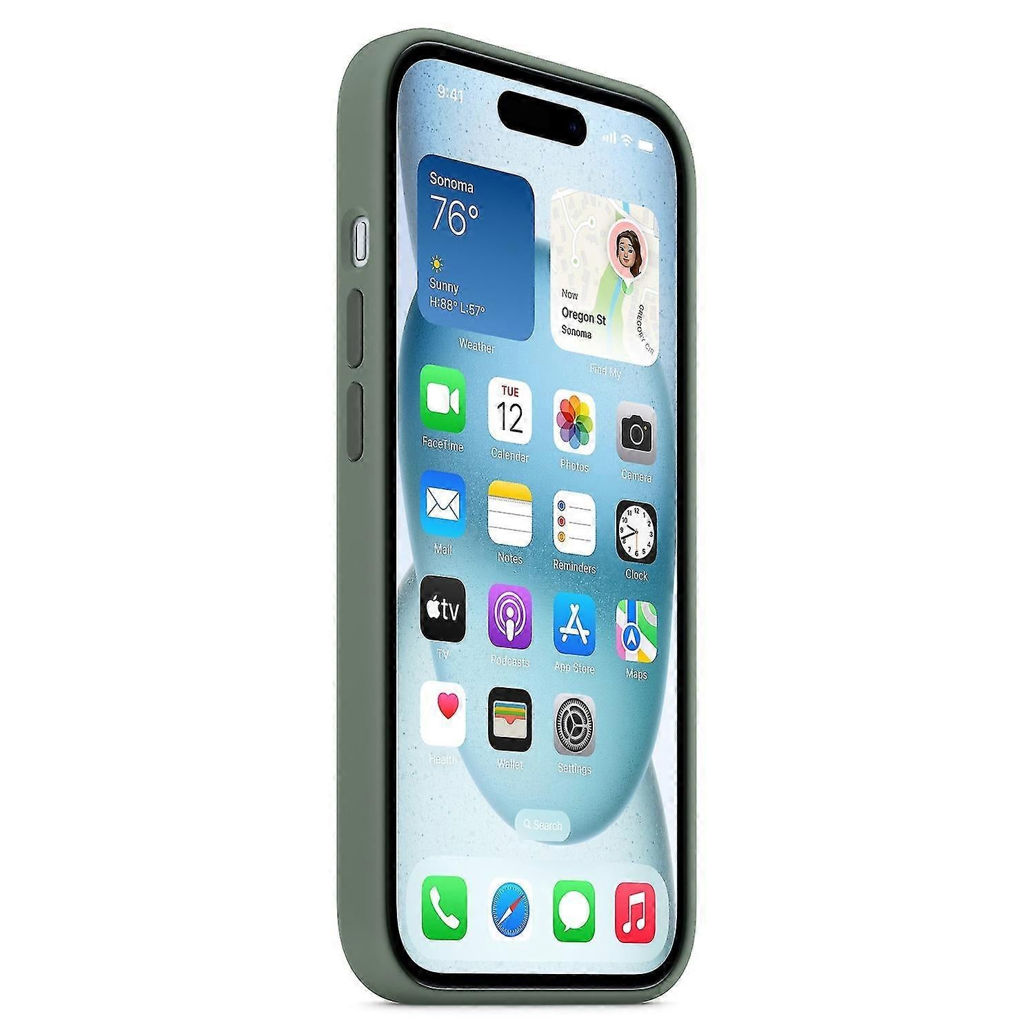 iPhone 15 Case Compatible with MagSafe Scratch-resistant Silicone Case Red Green