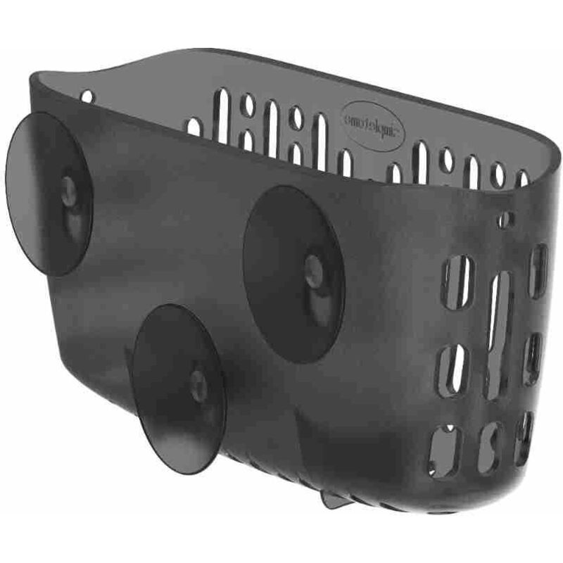 Kitchen Sponge Holder with 3 Strong Suction Cups, Sink Organizer in Transparent Gray