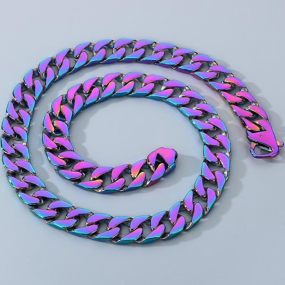 Cuban Link Chain Necklace for Men 50cm 316L Stainless Steel 15mm Width Multicolor