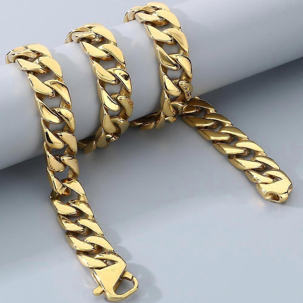 Cuban Link Chain Necklace for Men 50cm 316L Stainless Steel 15mm Width Multicolor
