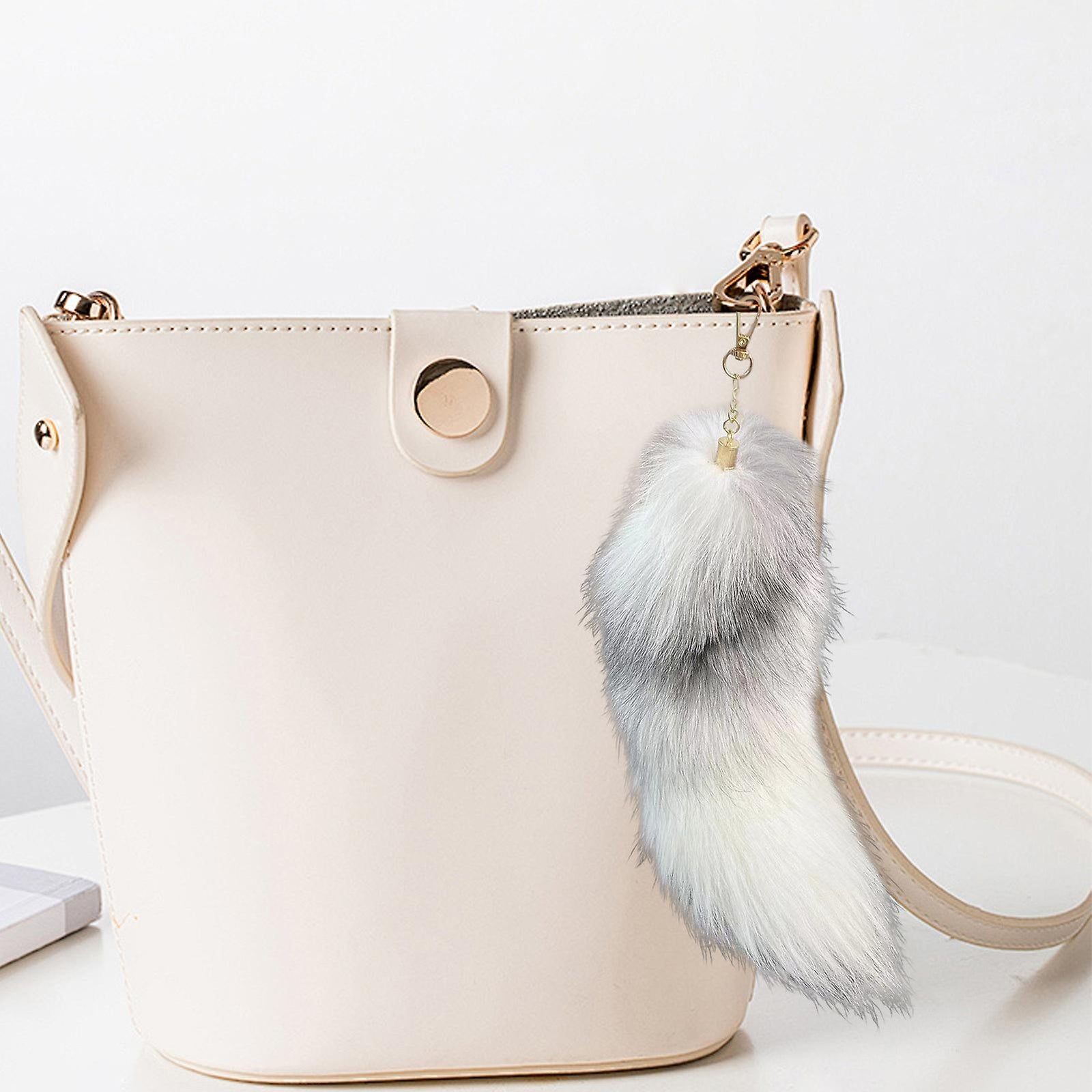 Fake Raccoon Tail Keychain Soft Artificial Fur Tail Pendant Decorative Raccoon Tail Keychain Backpack Key Ring Ornament Bag Decoration