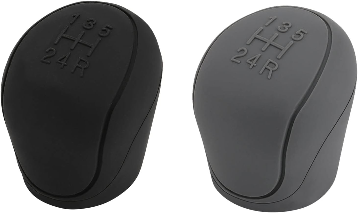 Car Silicone Gear Shift Knob Covers Black Grey 2 Pack 6-Speed Compatible with Various Models