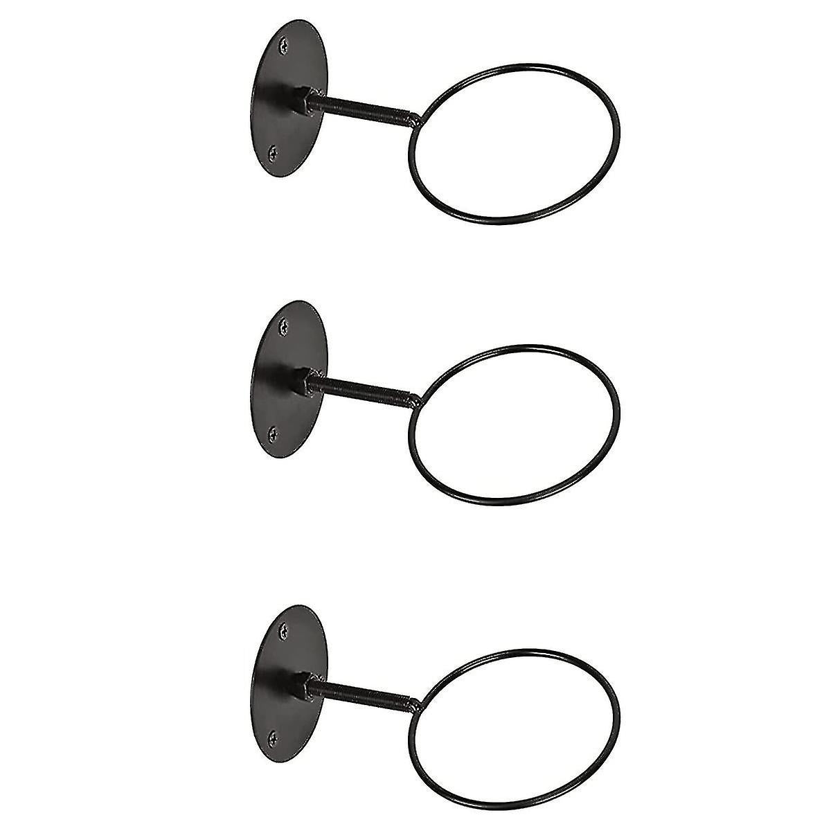 3pcs Wall Mounted Ball Rack Iron Basketball Storage Display Holder Football Rugby Hanging Rack Space Saving - Perfect Black 3pc