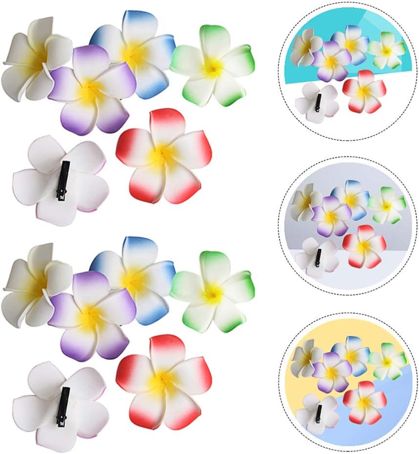 24pcs Flower Hair Clips, Hawaiian Plumeria Flowers, Plumeria Hibiscus Barrettes, Wedding Party, Beach Hair Clips for Women and Girls