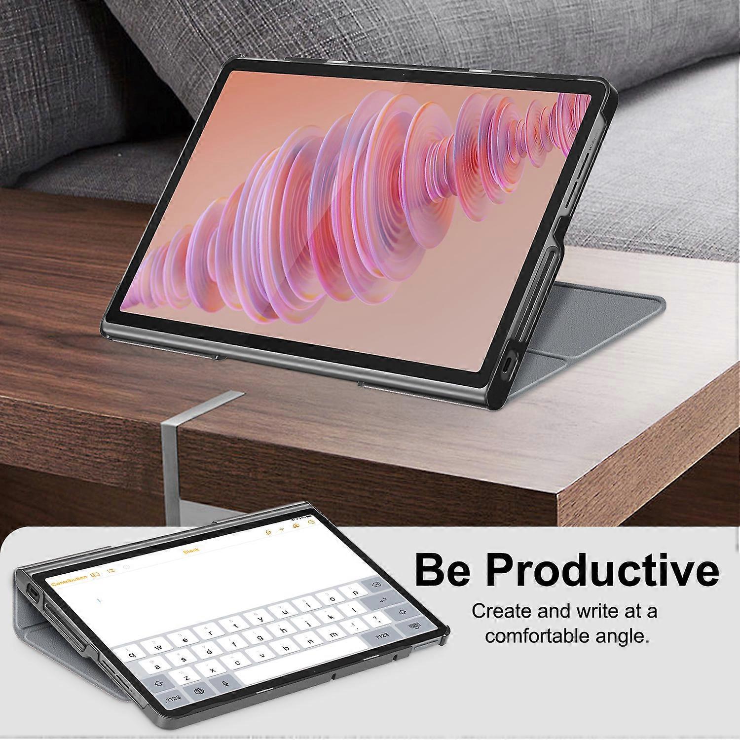 Heat Dissipation Protective Stand for Lenovo Tab Plus 11.5 inch TB351FU Tablet in Leather Grey