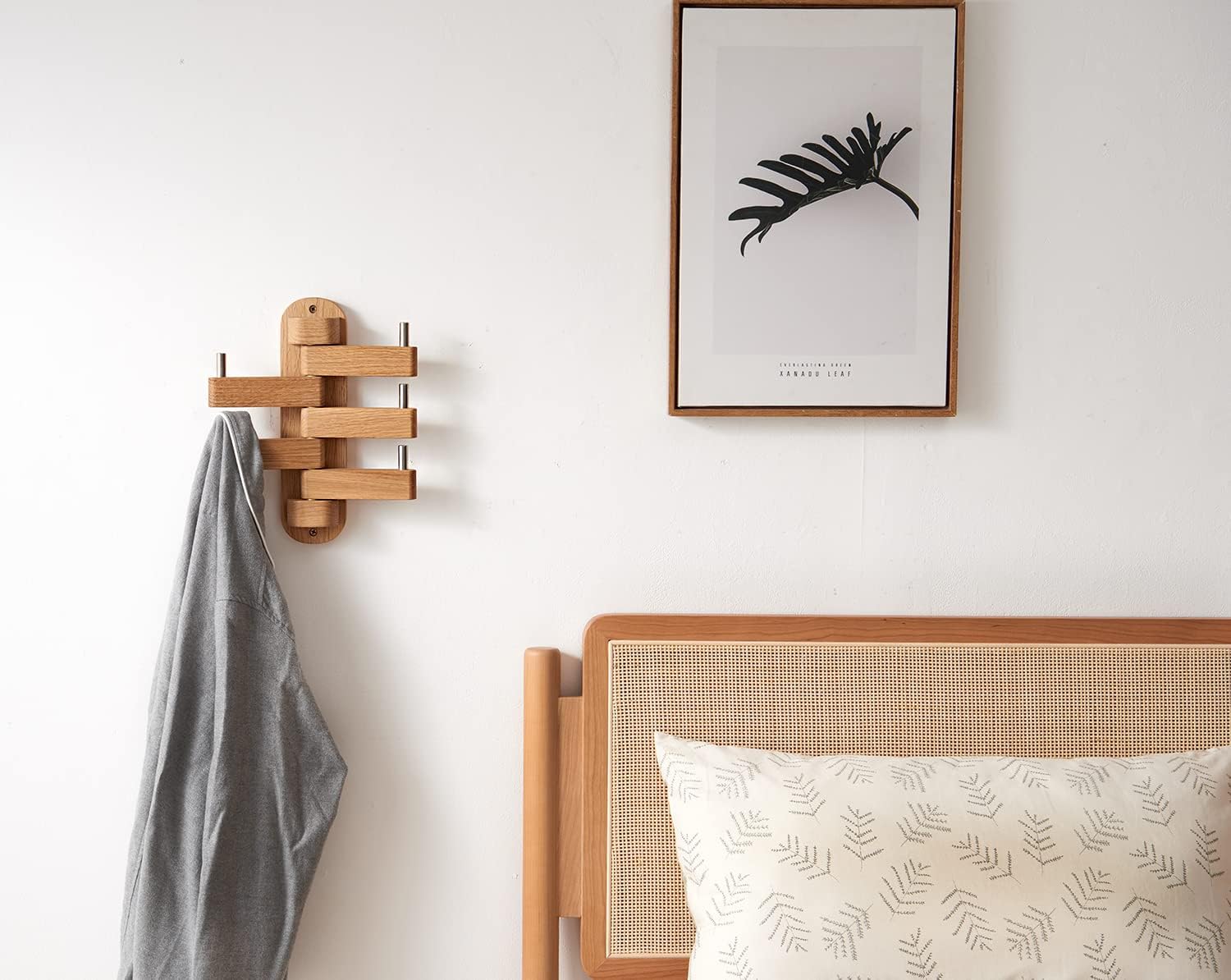 Oak Coat Rack, Wooden Wall Mounted Coat Rack for Entryway, Living Room, Bedroom, Bathroom