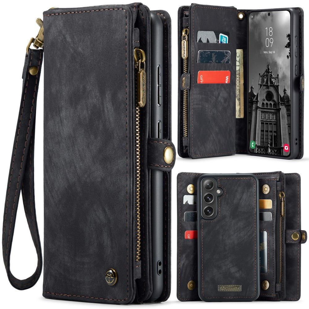 Galaxy S25 Wallet Case with Multi-Slot 2-in-1 Design Black Slim Protective Cover with Card Holder for Compatible with Samsung S25
