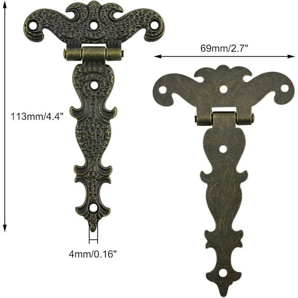 Antique Hinges Bronze Decorative Retro Carved Cabinet Hinges For Doors Cupboard Jewelry Box 6 pcs