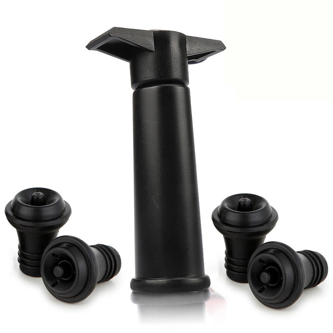 Vacu Vin Black Pump with Wine Saver Stoppers - Keeps Wine Fresh