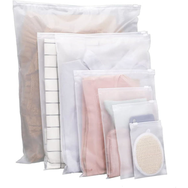 Zipper Bags for Clothes 35pcs Frosted Resealable Bag Plastic Zip-Lock Seal Clothing Bags for School Trip Reusable Travel Waterproof