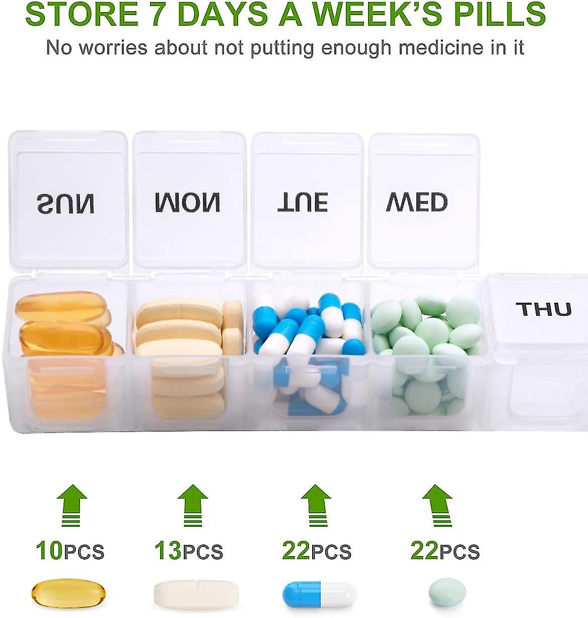 2 pcs Oversized Weekly Pill Organizer Box 2-pack, You Can Carry The Daily Pill Box Oversized Every Week Medicine Box