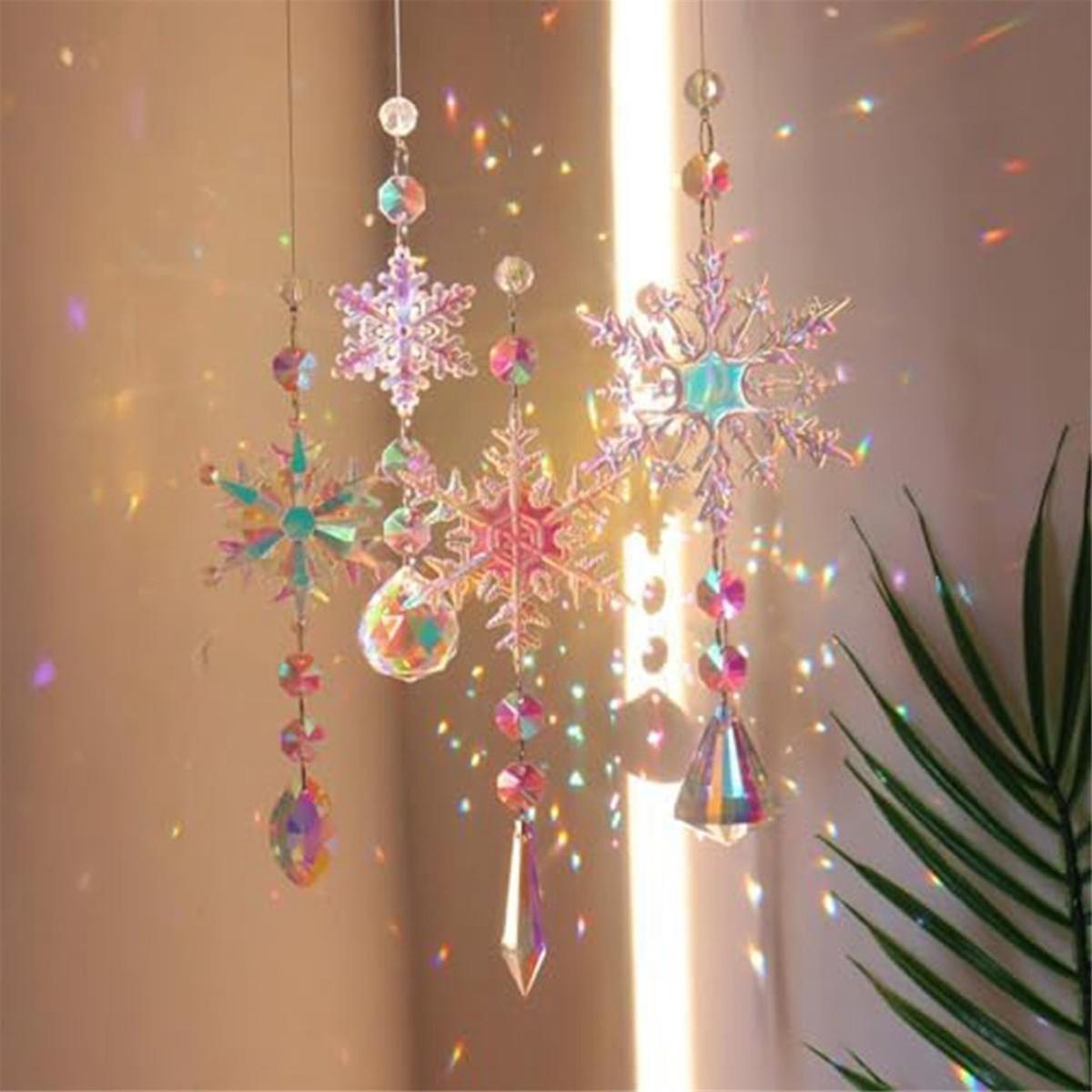 Crystal Sun Catcher Prism Ball Hanging Indoor Window Rainbow Snowflake Ornament